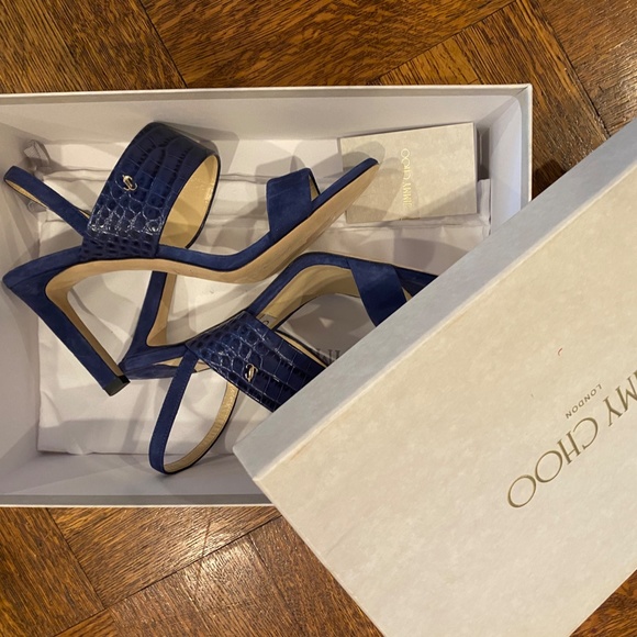 Jimmy Choo suede croc embossed slingback pumps - Picture 2 of 9